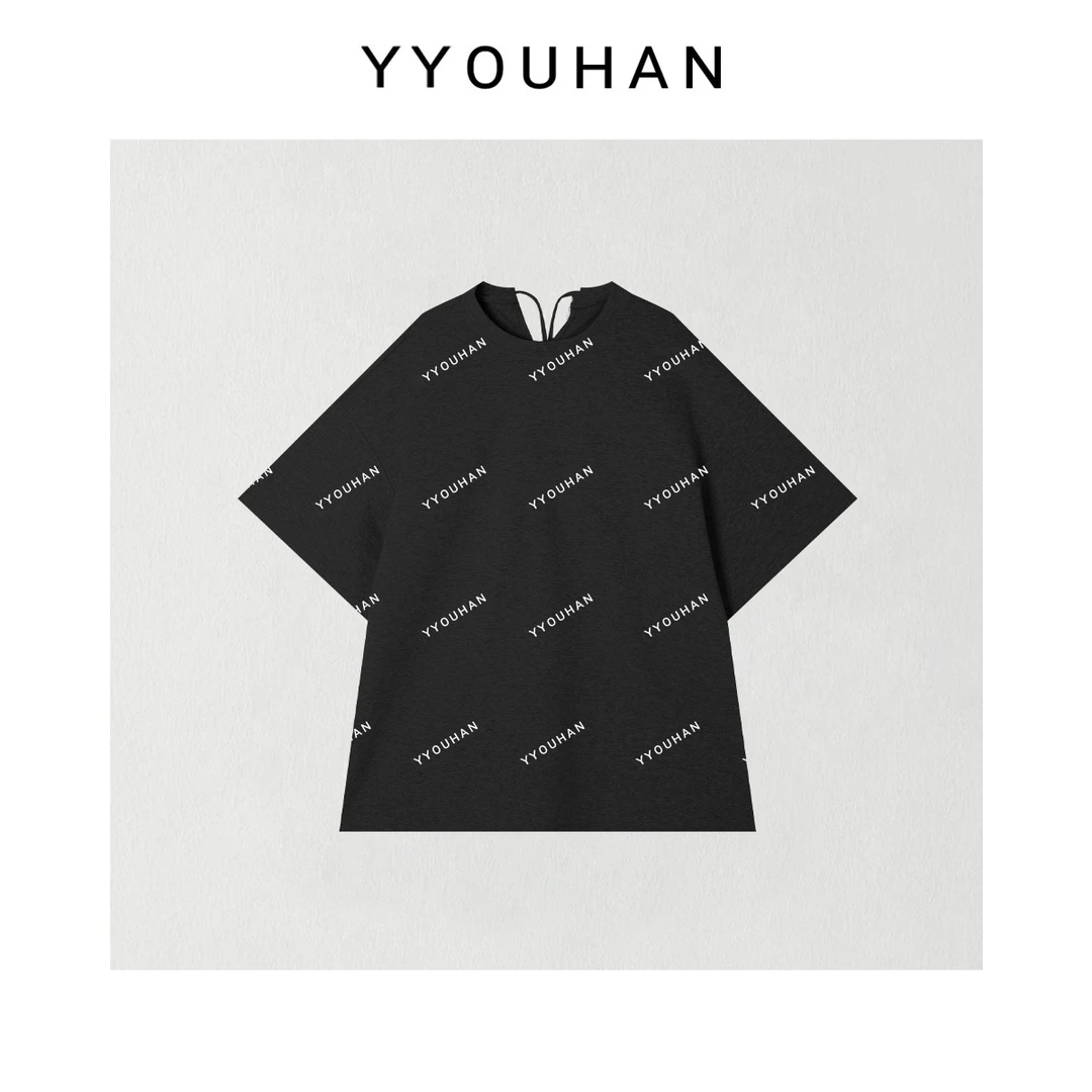 YYOUHAN 2025春款小众设计极简风纯色百搭大版中袖上衣 2502C471