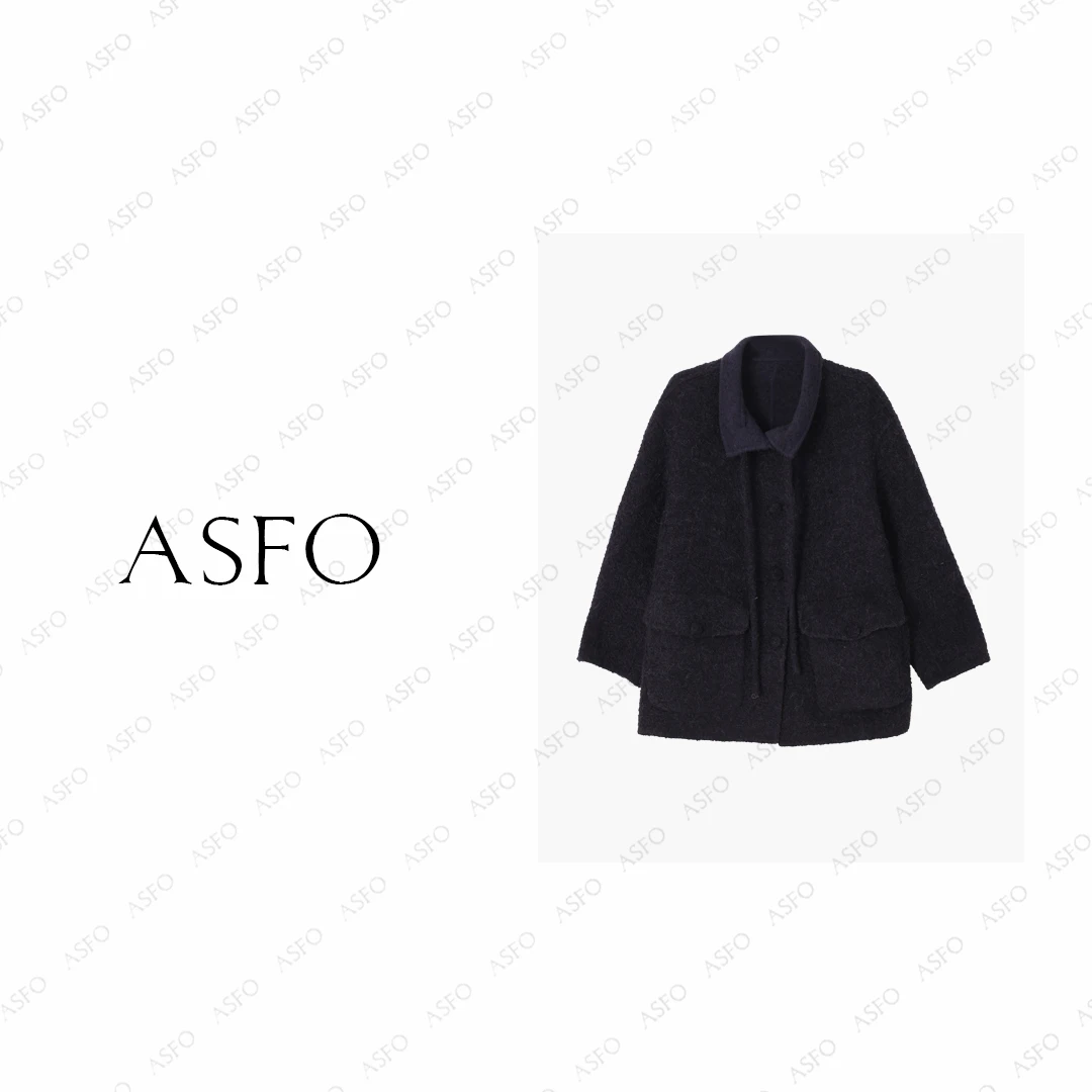 【AS玖灼】25新澳毛羊驼毛翻领廓形大衣外套AS25QMNWT00529