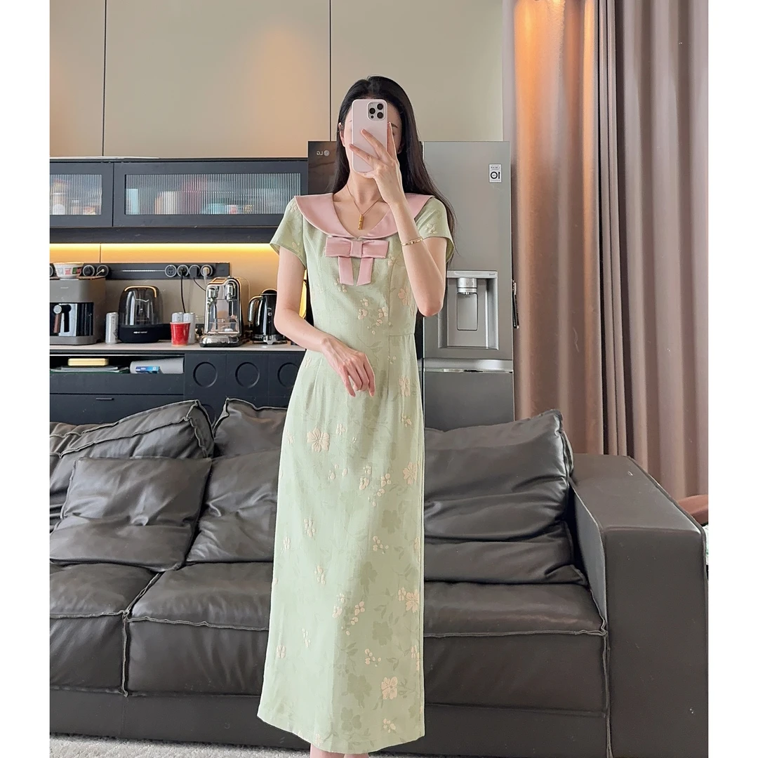 Zwinnie/詹维尼【蝴蝶结】显瘦甜美清新国风连衣裙 GYS202574