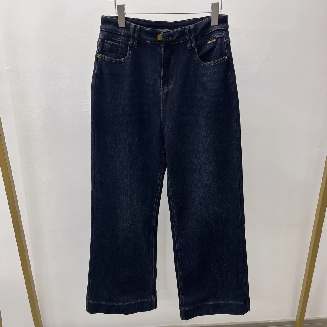 3038女装牛仔裤直筒时尚休闲百搭宽松加绒加厚阔腿裤