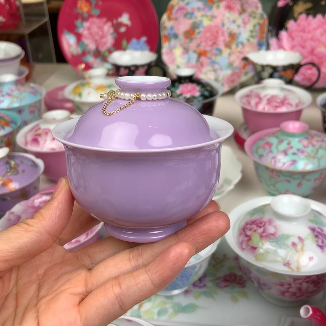 陶景德镇陶瓷紫色布袋包邮