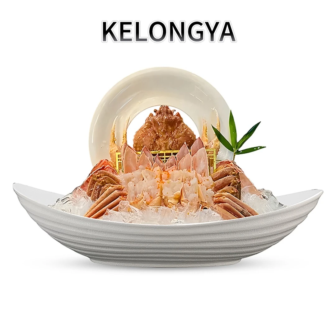创意刺身拼盘商用高端会所酒店陶瓷摆盘三文鱼海鲜火锅餐具