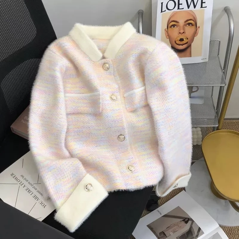 C17女士秋春季新款辣妹慵懒小香风长袖夹克圆领短外套小个子女