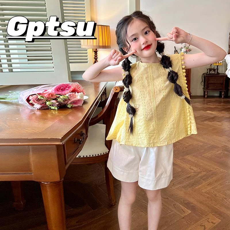 GPTSu童装女童韩版无袖背心夏季时尚百搭新款儿童女宝宝薄款上衣