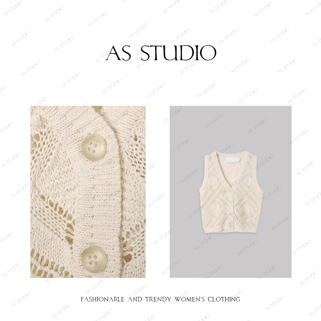 【AS出游季】25新钩针感镂空针织百搭背心小马甲AS25CMJ4644