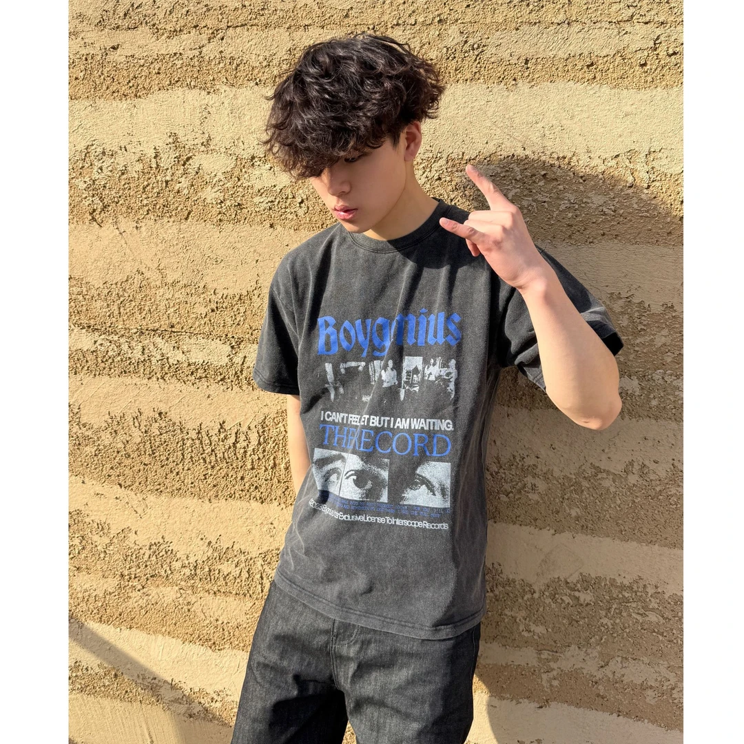 FARSTA联名Anywayy 人像标语做旧炒色黑色短袖 230g纯棉面料印花