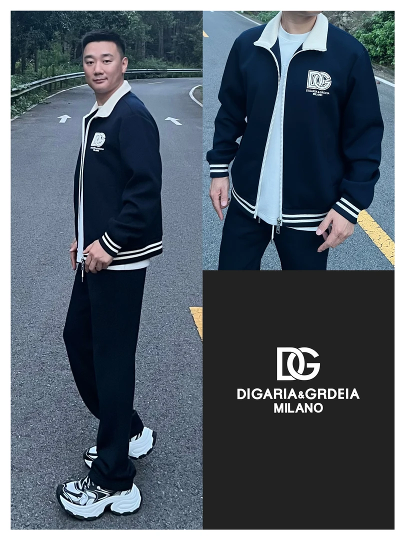 DG迪噶雅《国际行》2025秋冬男士运动时尚潮流立领休闲套装宽松