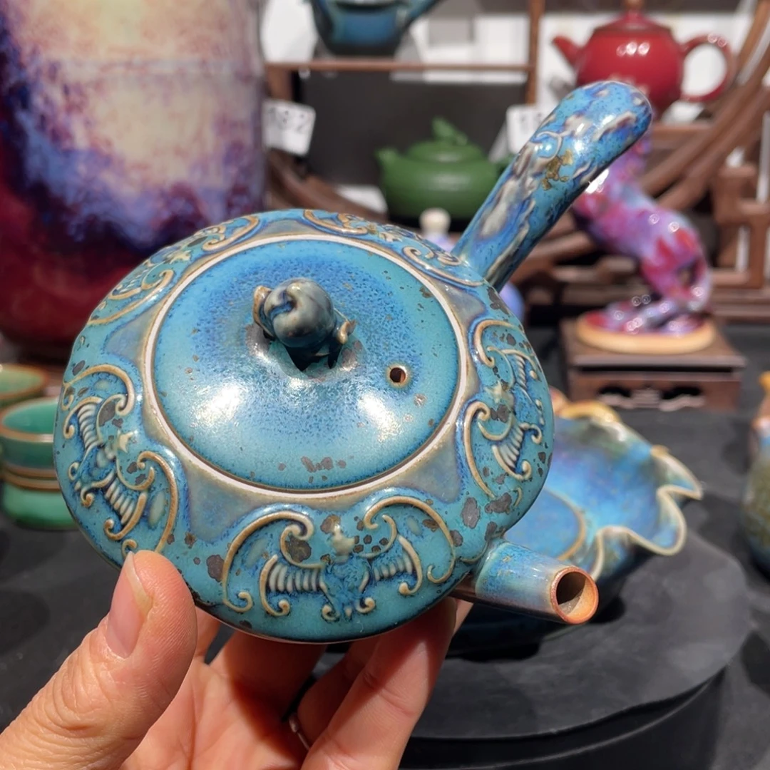 中国神后钧瓷侧把壶