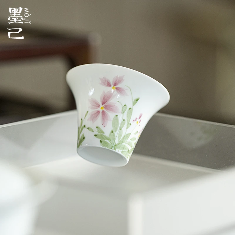 墨己 玉泥-花影星芒-撇口茶杯