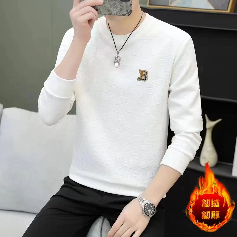 超时代210斤男士秋冬季时尚提花百搭套头圆领卫衣潮流休闲韩版