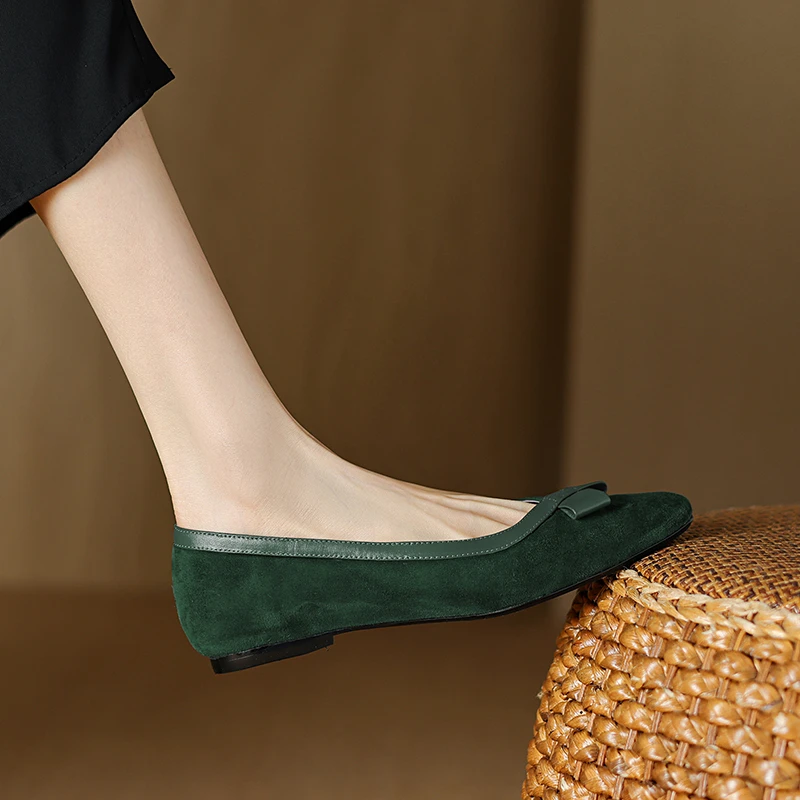 羊皮鞋女真皮断码清仓1cm低跟女鞋浅口舒适单鞋软底蝴蝶结小香风