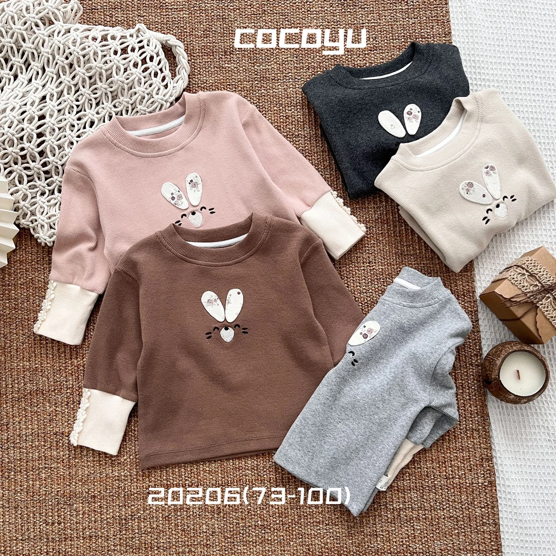 20206可可雨萌兔玫瑰女宝单层春秋打底衫