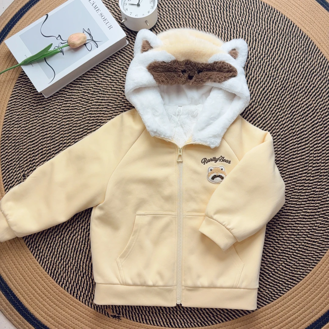 IEF/爱依服【亲子装】2025冬新款简约休闲儿童百搭毛绒连帽外套卫衣