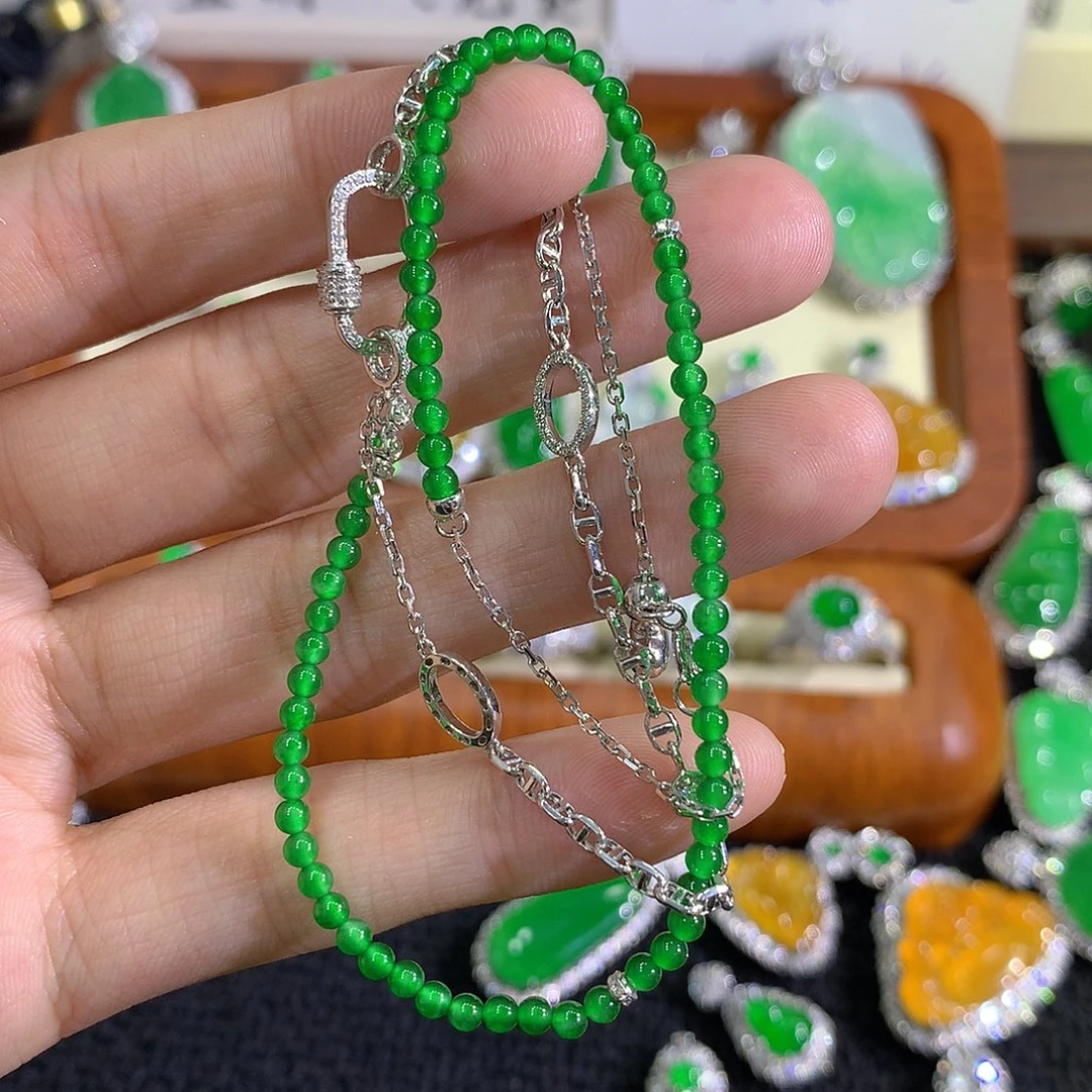 翡翠18K金镶嵌项链2.6mm