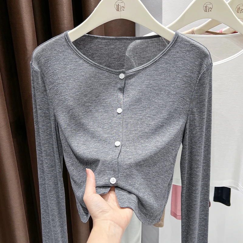 休闲风圆领长袖针织防晒罩衫2025秋季新款轻薄柔软亲肤高品质开衫