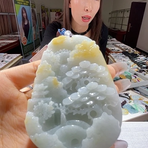 翡翠未镶嵌颈饰一个