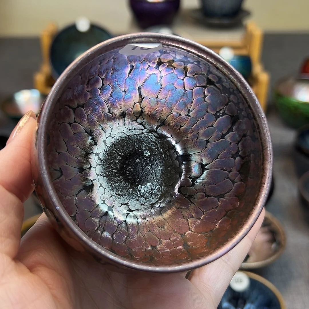 茶盏彩金釉滴将军