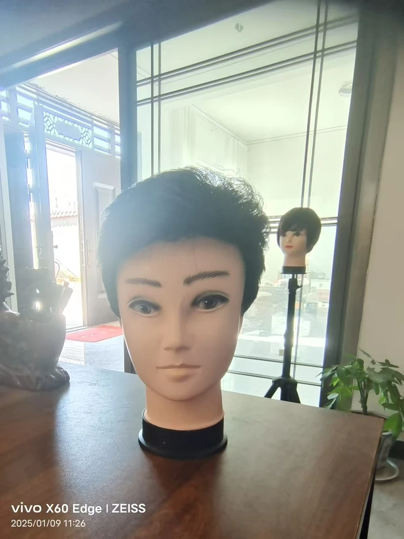 男士减龄手织真人发丝头套