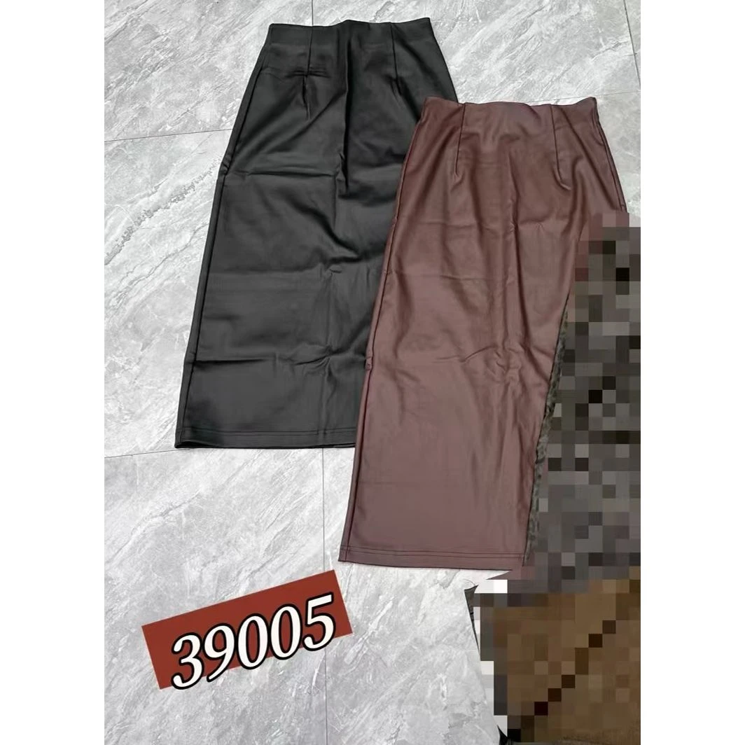 KIKI严选：39005-丽家欧洲站南油秋冬新款高腰加绒半身皮裙