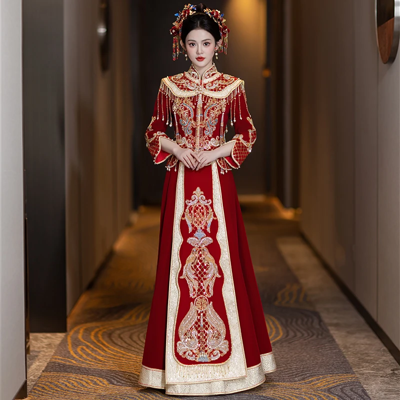 小个子新娘秀禾服婚服2025新款结婚敬酒服中式婚礼秀禾龙凤褂秀禾