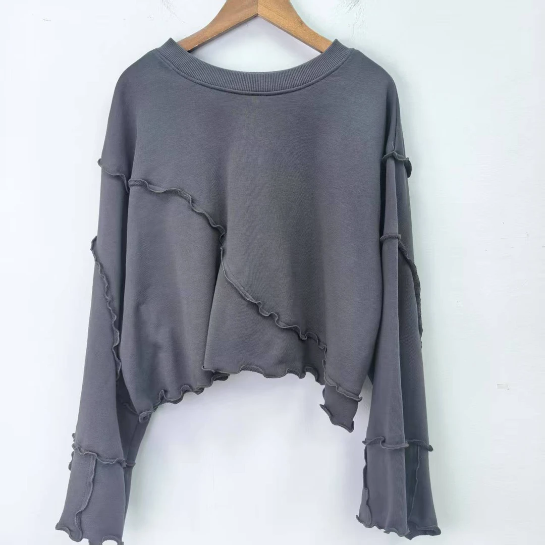 G5 花边踩线圆领小毛圈时尚卫衣