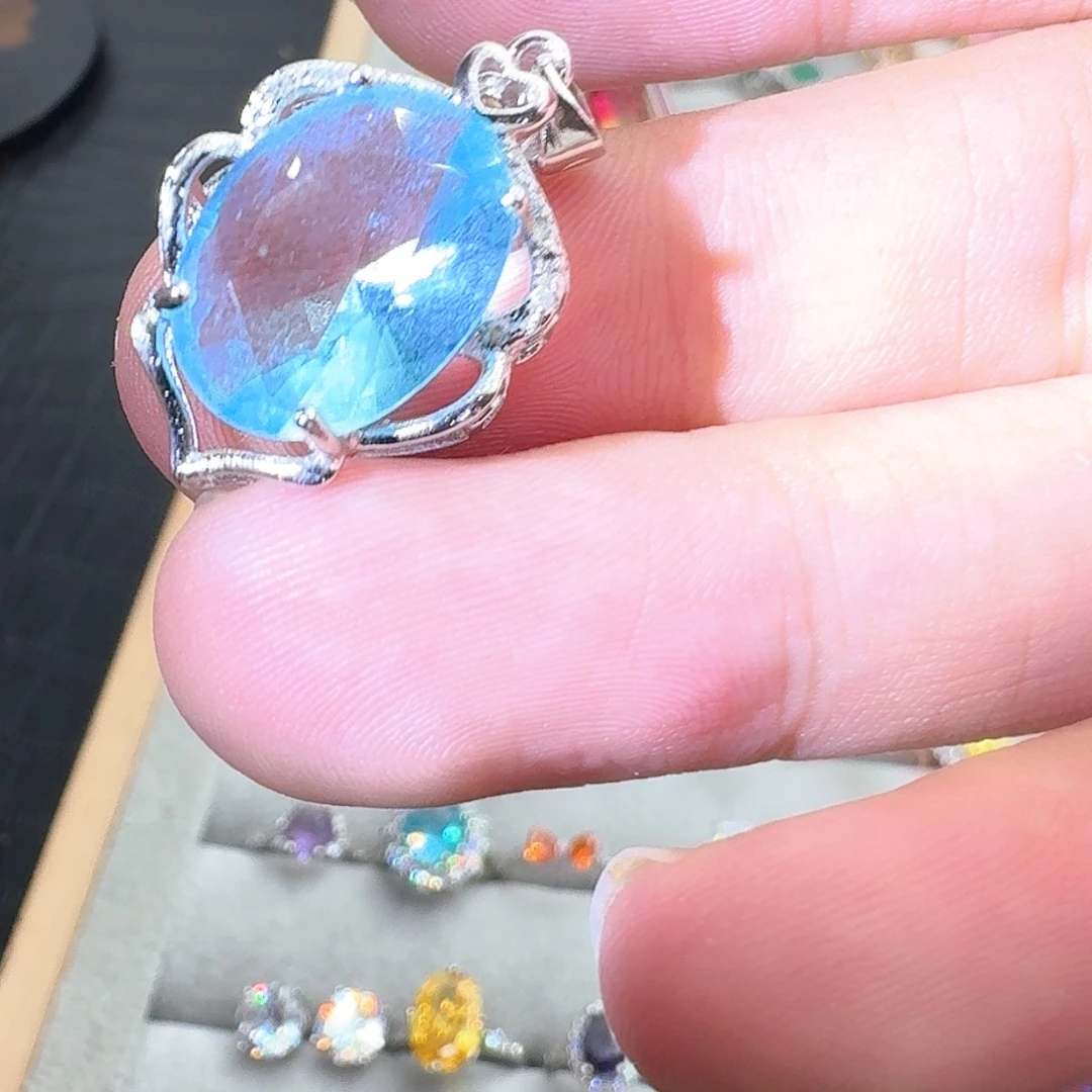 托帕石戒指银S925镶嵌