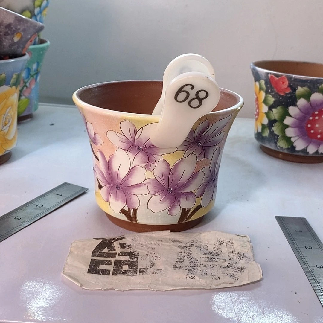 红泥花盆红陶手绘花盆