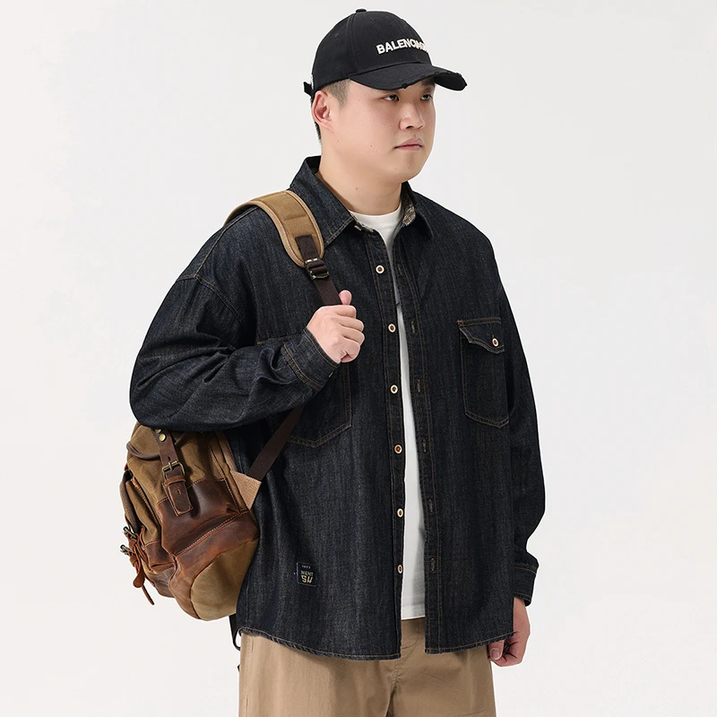 百搭男士衬衫式男款外套高街潮牌复古大码宽松休闲风长袖外穿8315