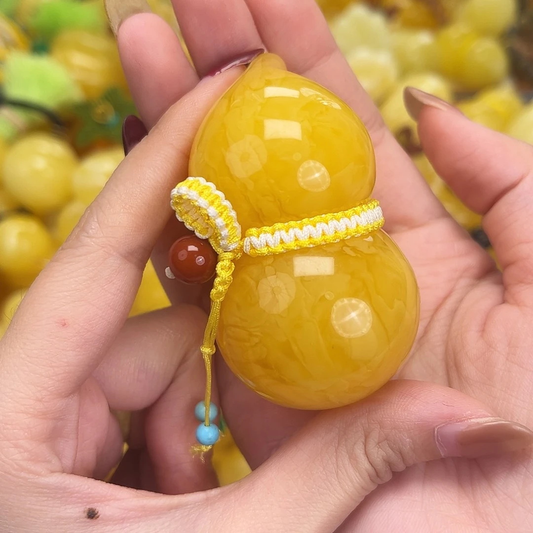 裸石琥珀未镶嵌46.5g焦皮大葫芦