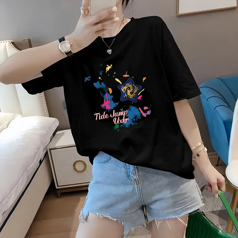 潮流款T恤印花感创意港风百搭情侣休闲夏季短袖设计半袖宽松上衣