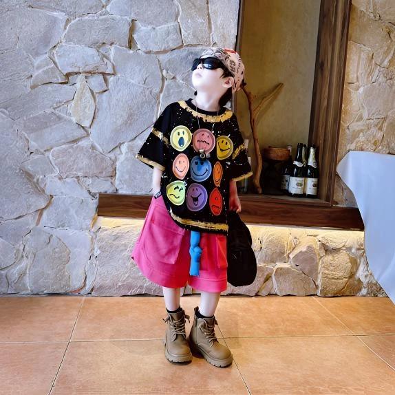 女童套装夏季儿童短袖t恤粉色裤子男童短裤薄款休闲洋气韩版夏装8