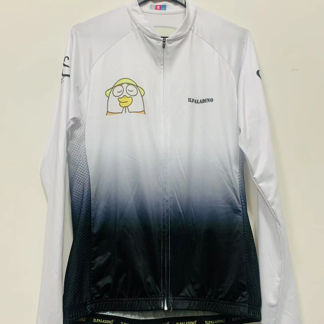 SQ 1224【黑白鸭牛奶丝拼接长袖男士】ILPALADINO专业骑行服