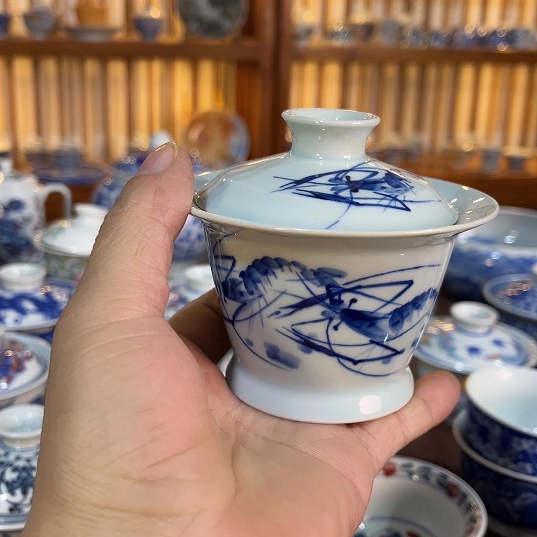 錡镇堂手工手绘盖碗