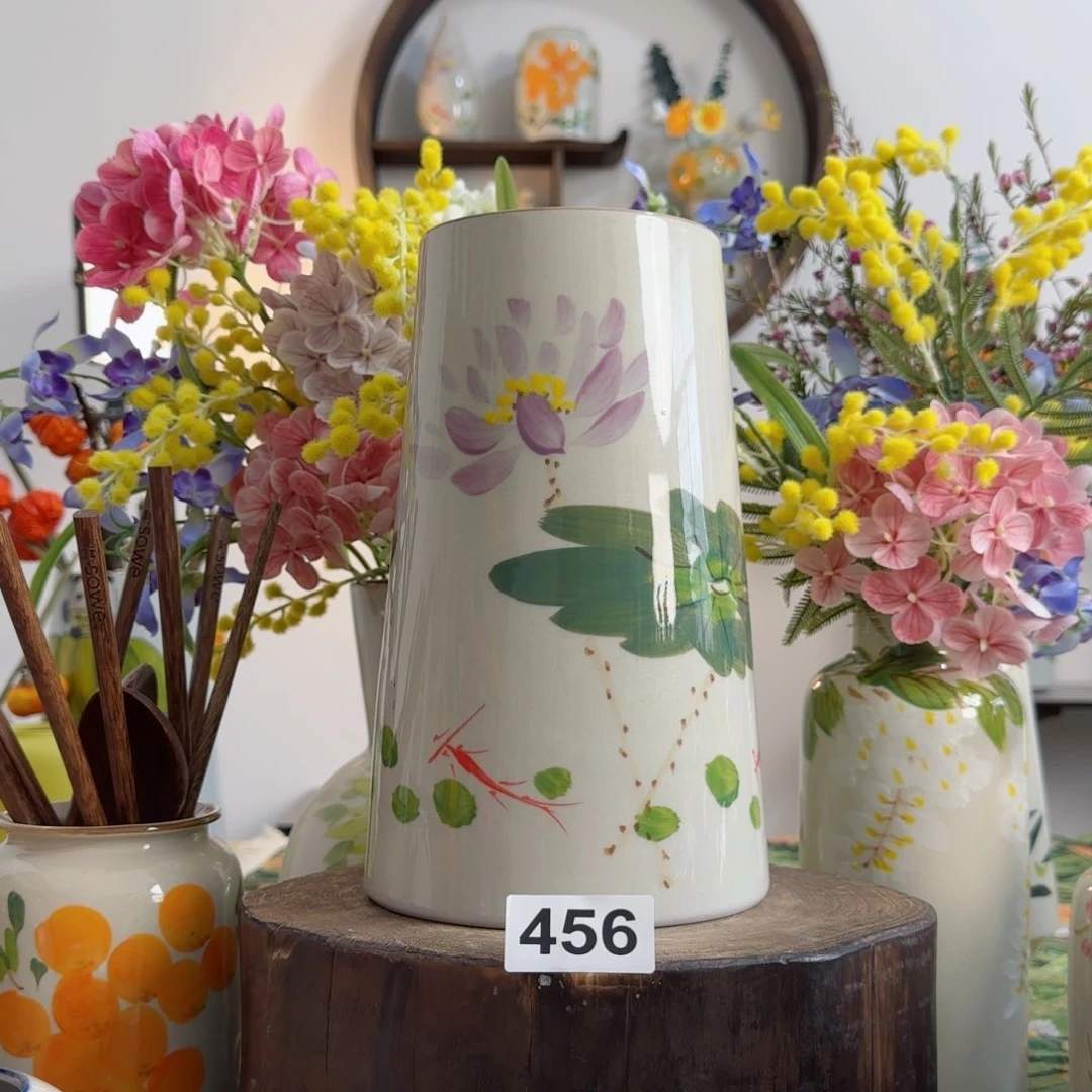 摆件景德镇纯手绘陶瓷小花瓶摆件无孔