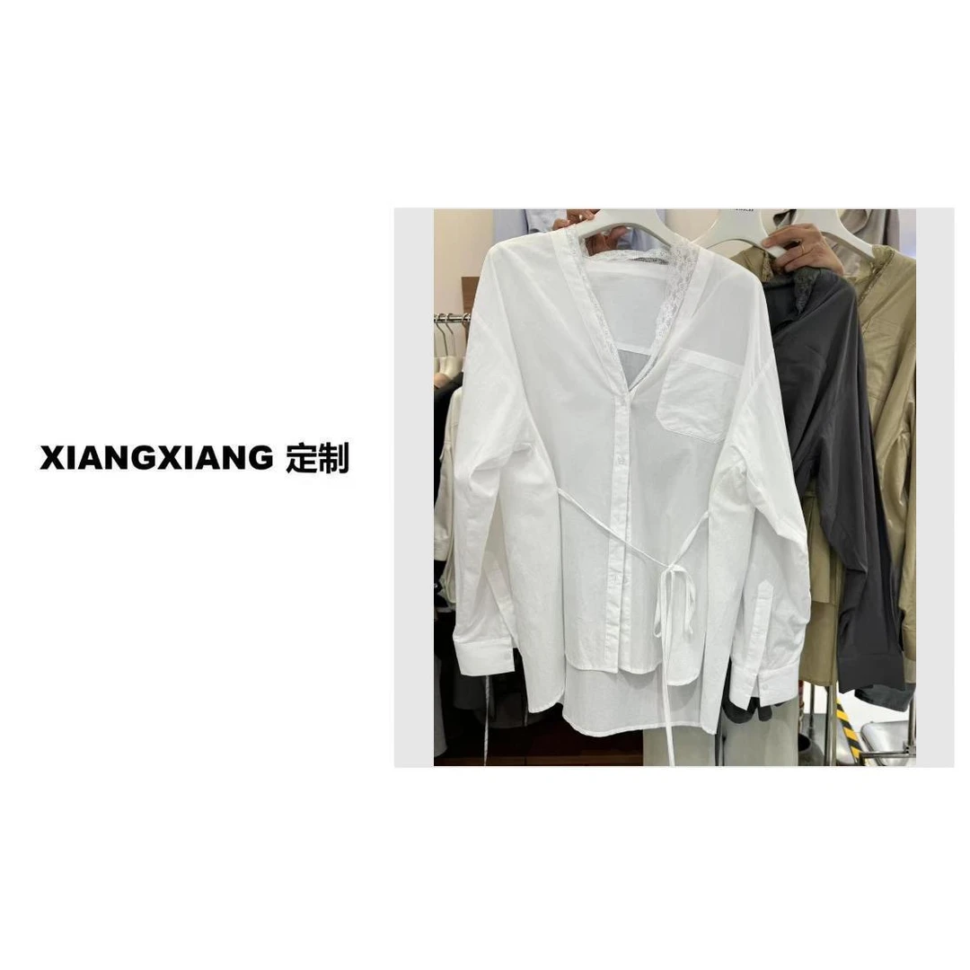 香香老板娘定制蕾丝系绳衬衣#8846