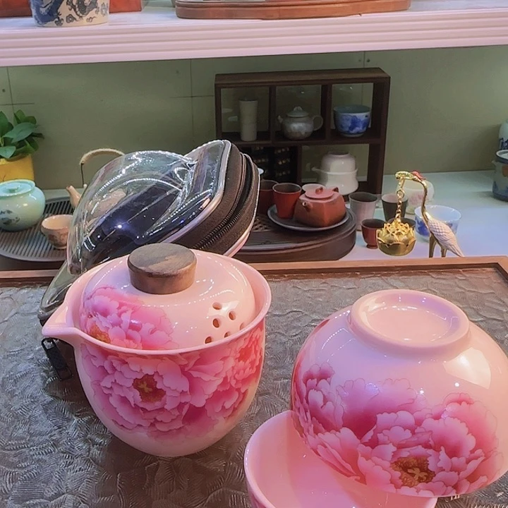 青花瓷器茶具套装旅行茶具茶叶罐个人杯