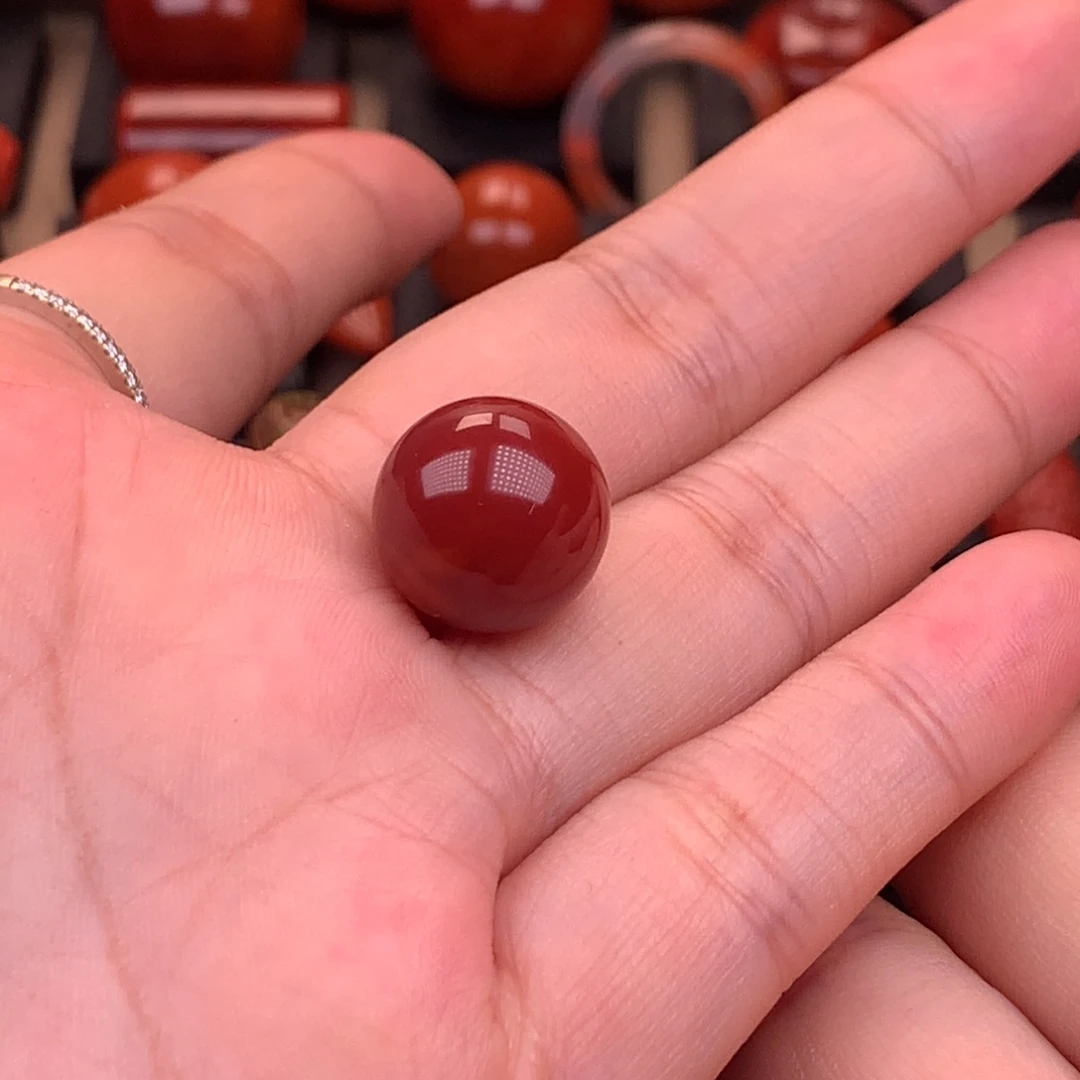 南红玛瑙未镶嵌川料原矿极品牛血圆珠14.5mm