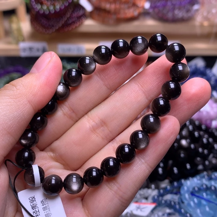 未镶嵌手串水晶7.8银曜石（好点品）