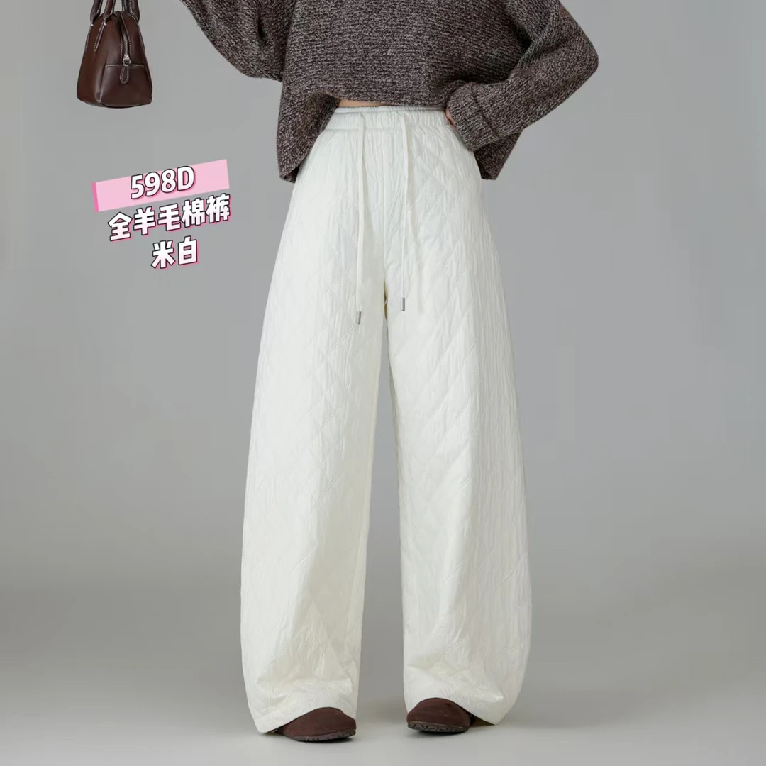 秋冬新款夹棉慵懒风格弯刀休闲裤7339