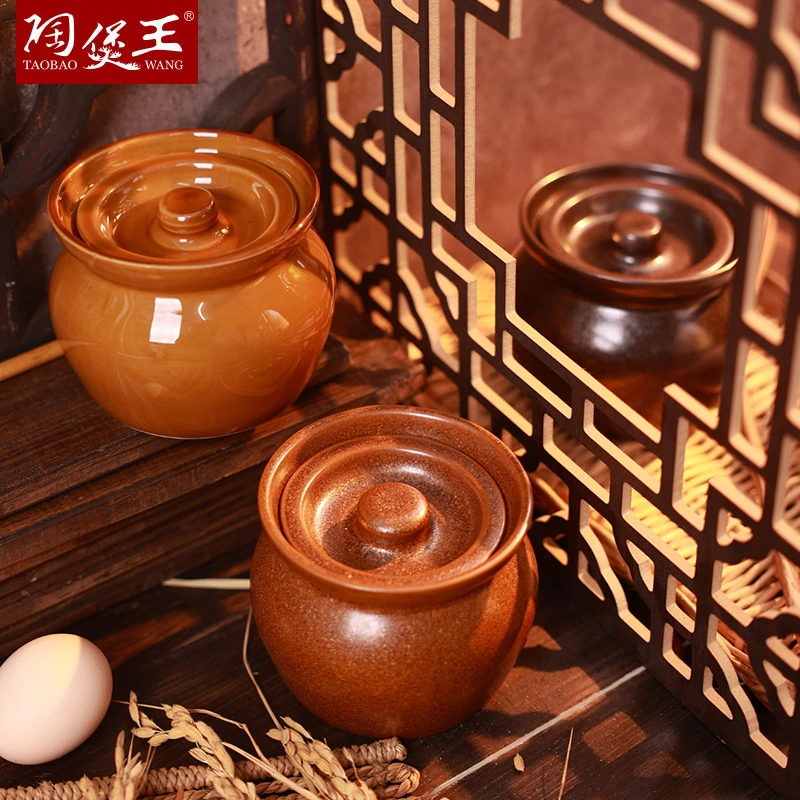 窑变釉陶瓷炖燕窝盅家用蒸盅煨汤小瓦罐商用炖罐一人份隔水炖盅