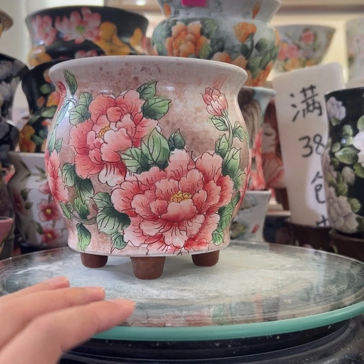 景德镇手绘花盆满38包邮偏远地区除外