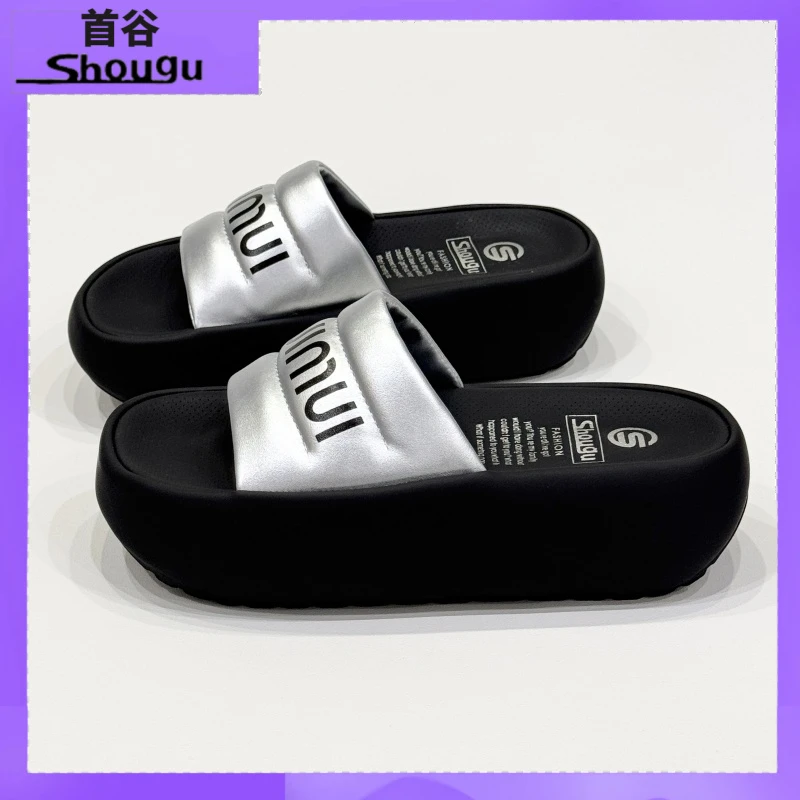 shougu/首谷网红拖鞋女款外穿2025夏季新款厚底休闲防滑沙滩凉鞋