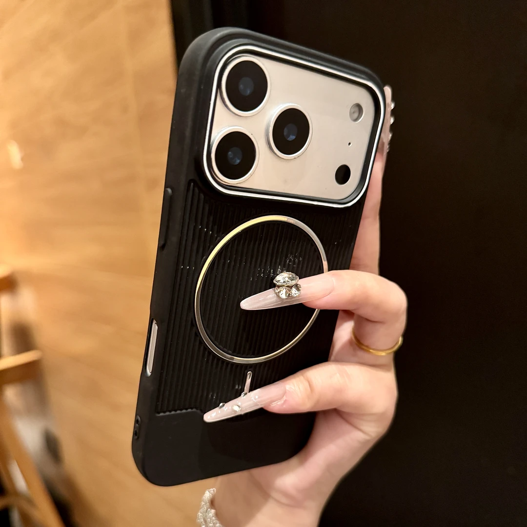 珊格纹新款磁吸适用iPhone17promax手机壳苹果16网红15简约13软