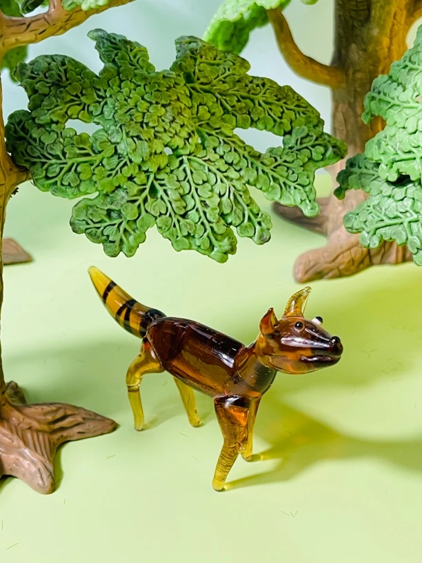 淄博琉璃袋狼摆件纯手工写实动物家居用品创意