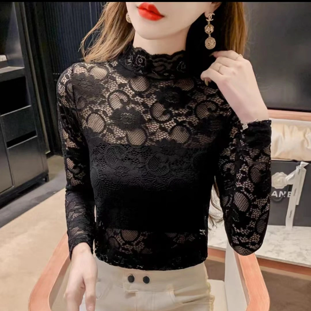镂空百搭内搭洋气春秋半高领打底衣C2208