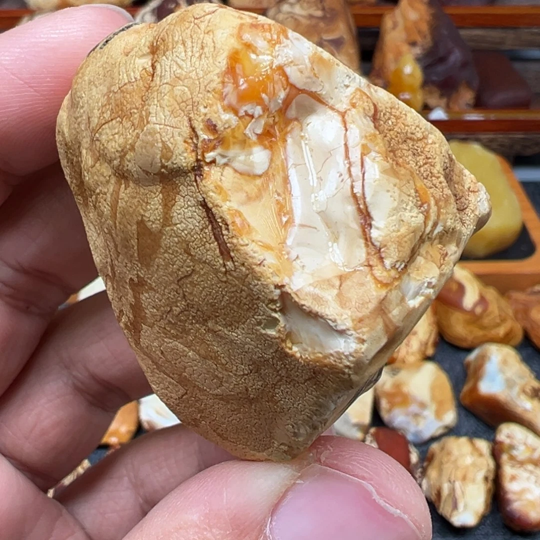 定制琥珀未镶嵌白花浓蜡30➕珠子或9-8老型手串