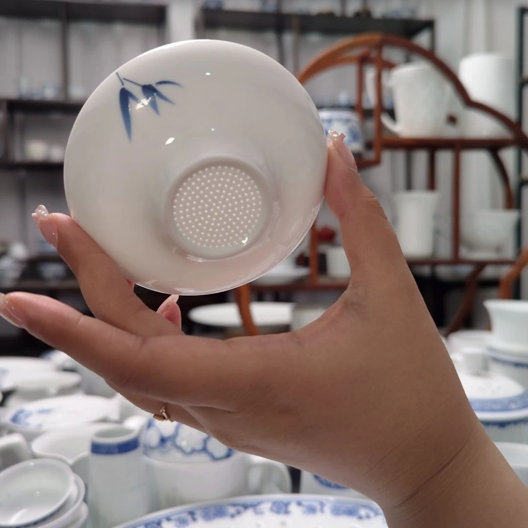 瓷节节高升茶漏一个陶瓷一体