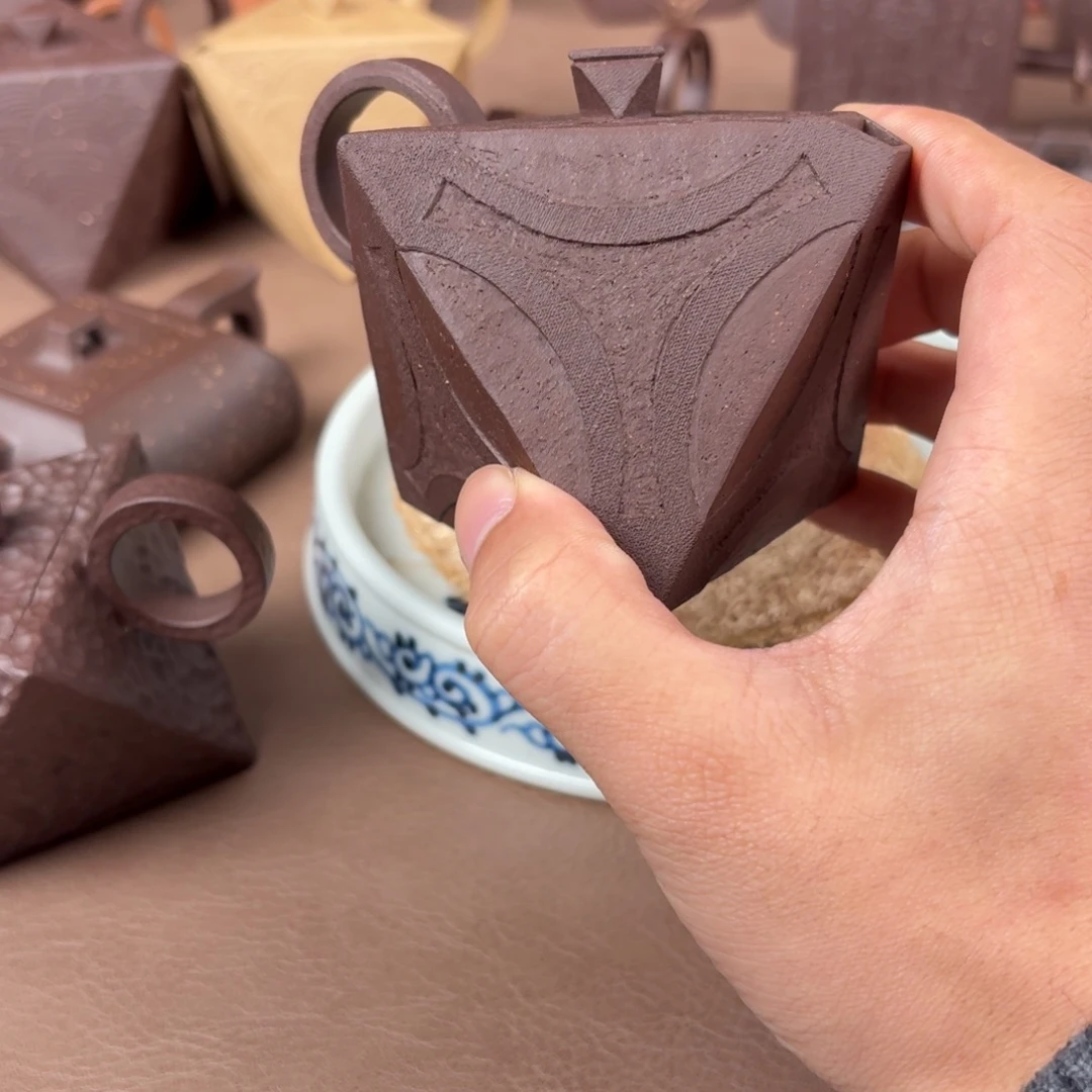 创***新茶壶紫砂全手工八方玲珑180cc紫泥