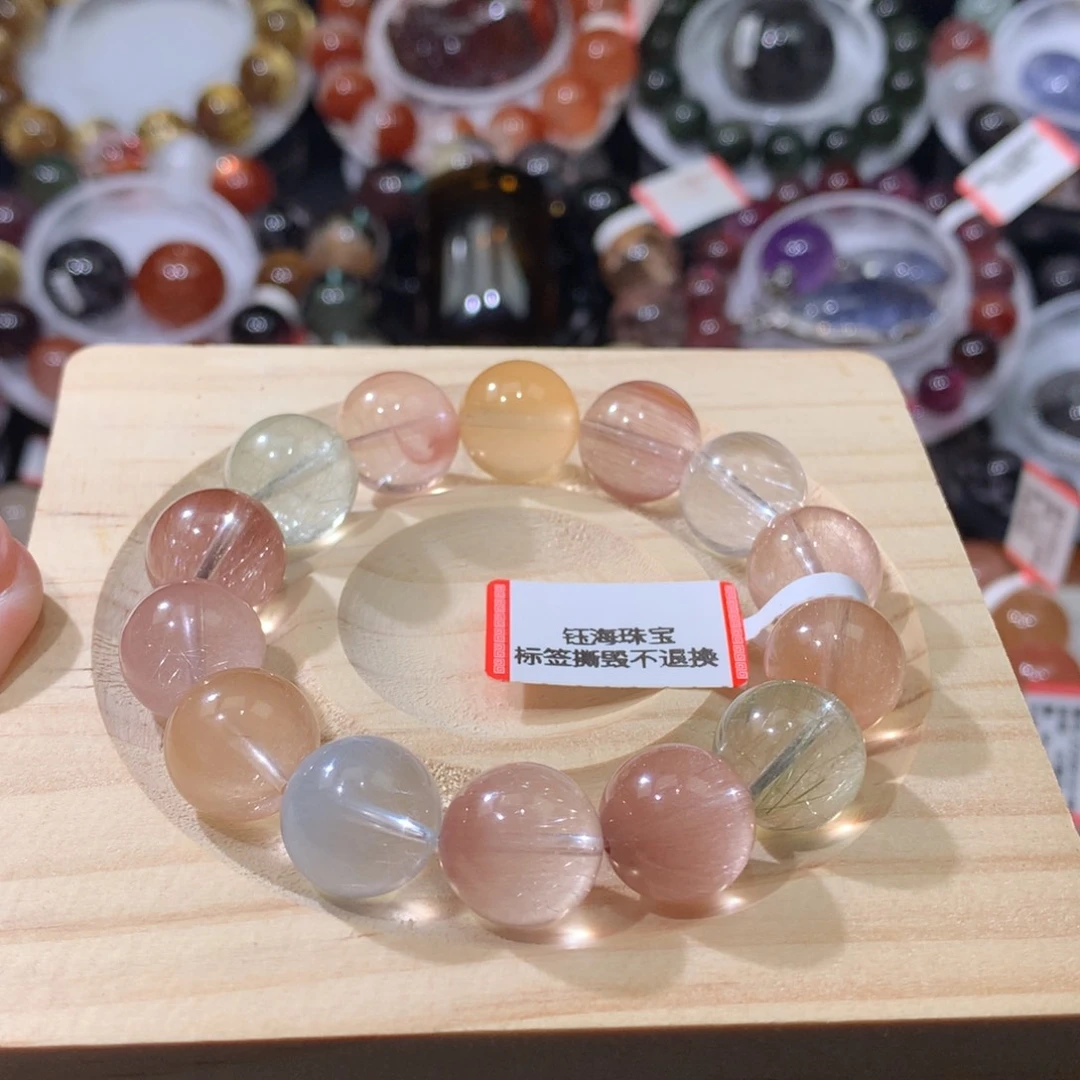 未镶嵌手链水晶彩兔毛13mm