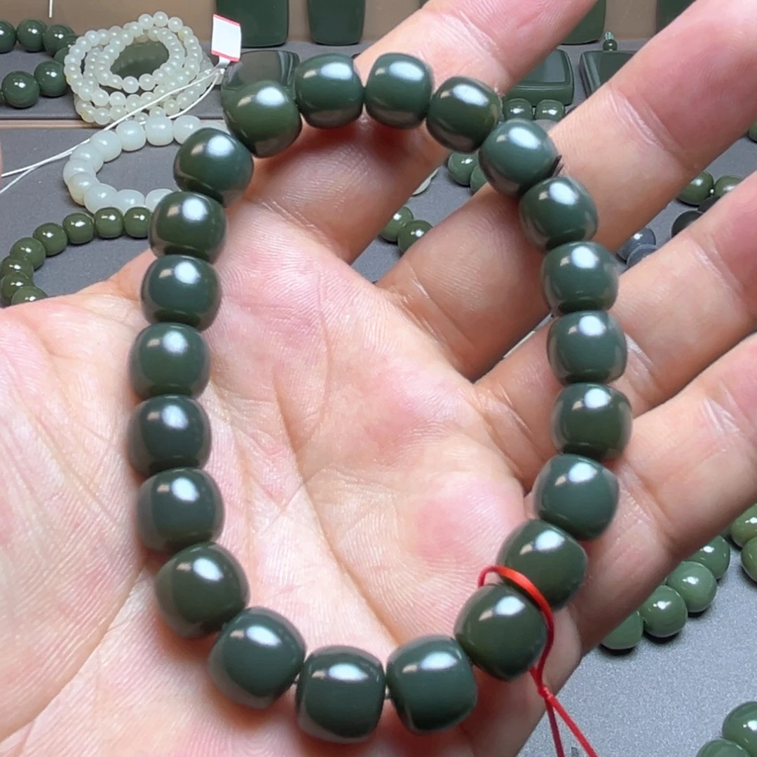 未镶嵌手链和田玉蓝调特细卡10带糖